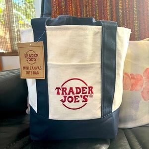 💙 Trader Joe’s BLUE Canvas Mini Tote BNWT